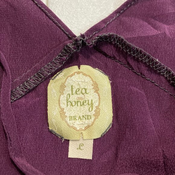 Tea and Honey Anthropologie Silk Blouse Top Sleeveless Burgundy Lightweight L - Picture 7 of 9